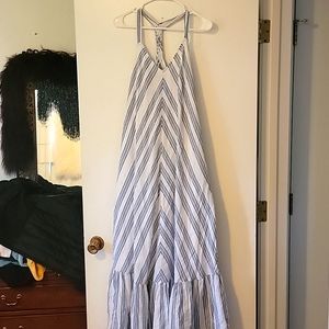 Holding horses anthropologie blue stripe summer maxi dress